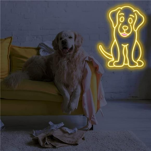 Dog Neon Sign for Wall Decor,  USB Powered LED Signs Dog  (Gold) - Picture 2 of 7